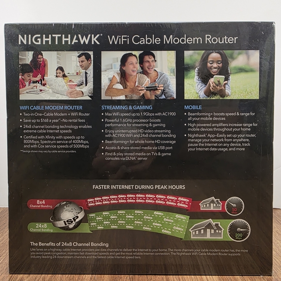 NETGEAR Nighthawk Black WiFi Cable Modem Router - Picture 3 of 6